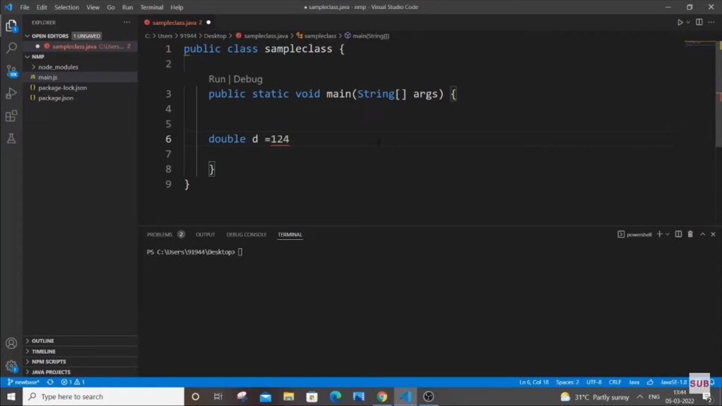 Process of convert double to int in java