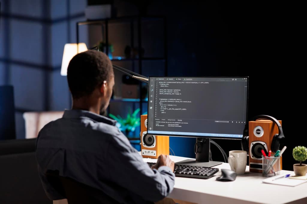 Male developer working at the computer