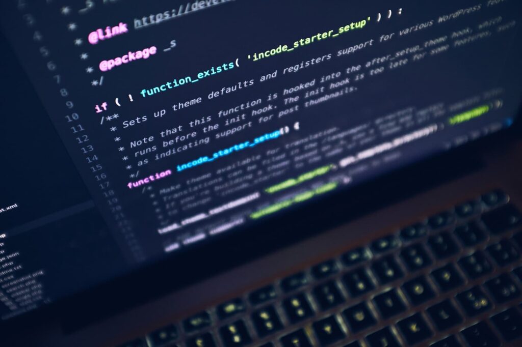Laptop screen with code